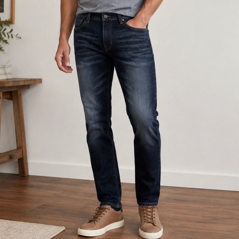 MBX Slim Stretch Jeans Men's 32x32 Dark Wash Straight Taper Flex Denim Pants